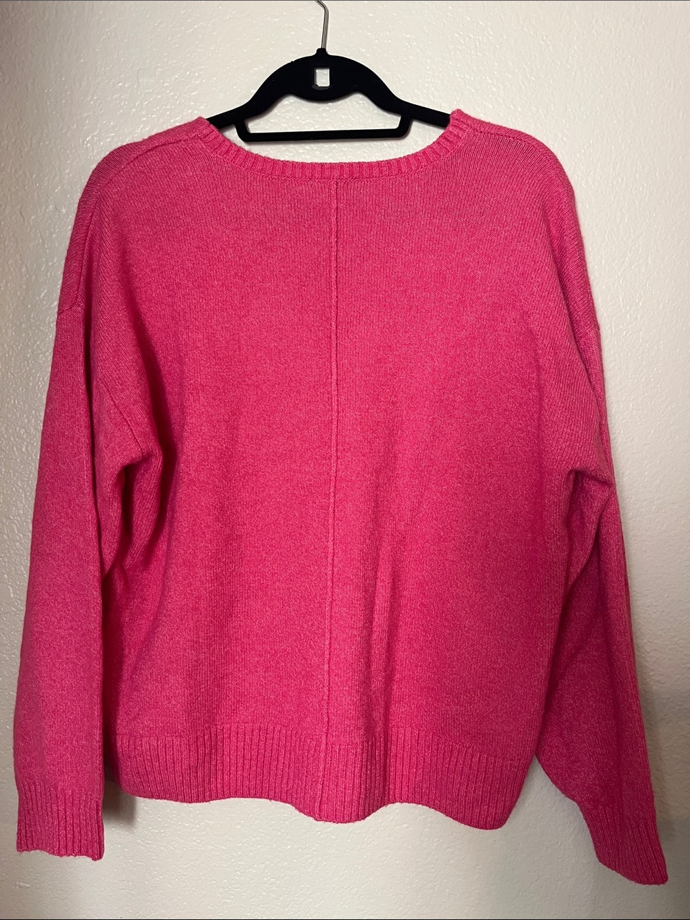 Vince Camuto Raspberry Pink V-Neck Knit Sweater - Picture 4 of 4
